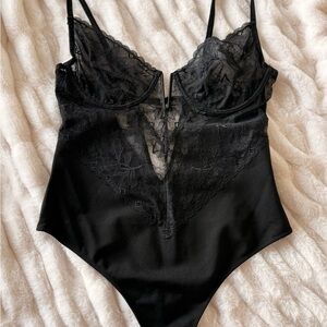 Fleur du Mal Black Bianca Lace Bodysuit